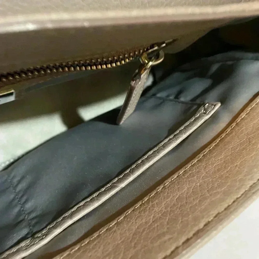 Michael kors grey leather satchel handbag